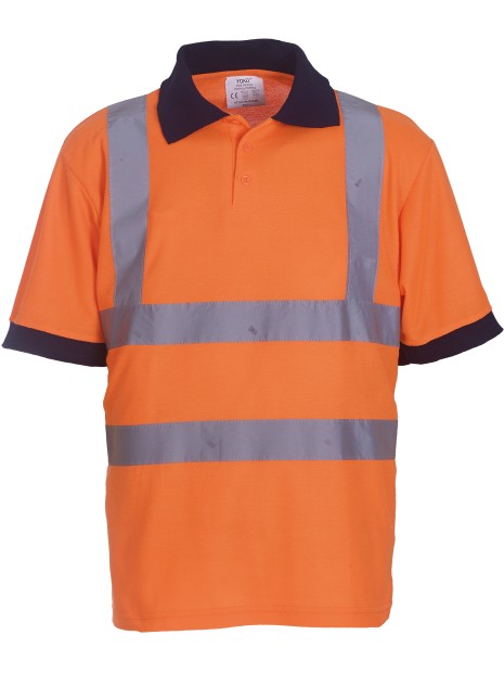 YOKO Polo manches courtes haute visibilité HI VIS ORANGE personnalisable