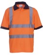 YOKO YOKO Kurzärmliges Polo Shirt in Warnfarbe Poloshirt personalisierbar