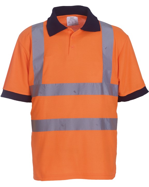 YOKO YOKO Kurzärmliges Polo Shirt in Warnfarbe Poloshirt personalisierbar