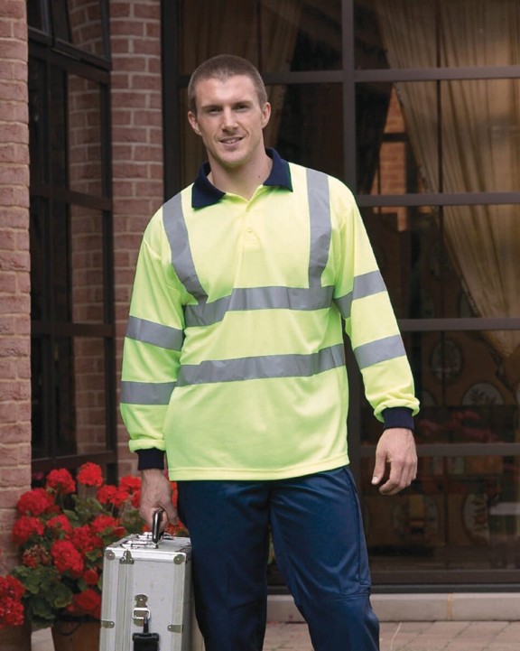 Polo personnalisable YOKO Polo manches longues haute visibilité