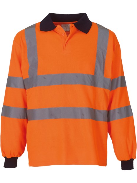 YOKO Polo manches longues haute visibilité HI VIS ORANGE personnalisable
