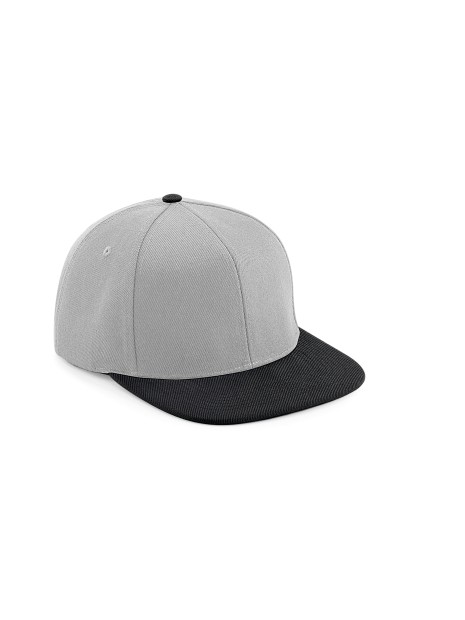 BEECHFIELD ORIGINAL FLAT PEAK 6 PANEL SNAPBACK gris/noir personnalisable
