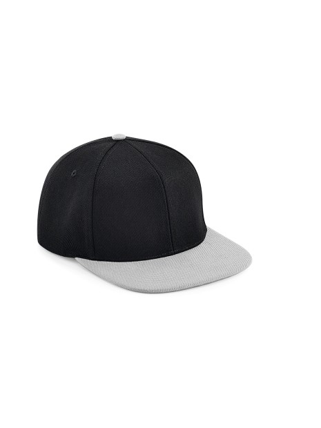 BEECHFIELD ORIGINAL FLAT PEAK 6 PANEL SNAPBACK noir/gris personnalisable