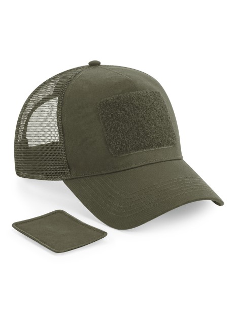 BEECHFIELD Casquette Filet Réglable à l'Arrière avec Patch Amovible vert militaire personnalisable