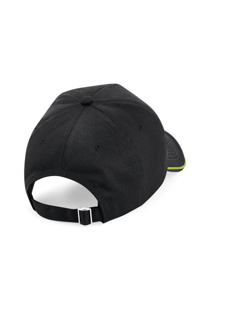 BEECHFIELD AUTHENTIC 5 PANEL CAP - PIPED PEAK noir/vert lime personnalisable
