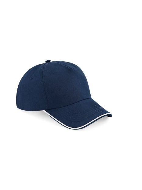 BEECHFIELD AUTHENTIC 5 PANEL CAP - PIPED PEAK french marine / blanc personnalisable
