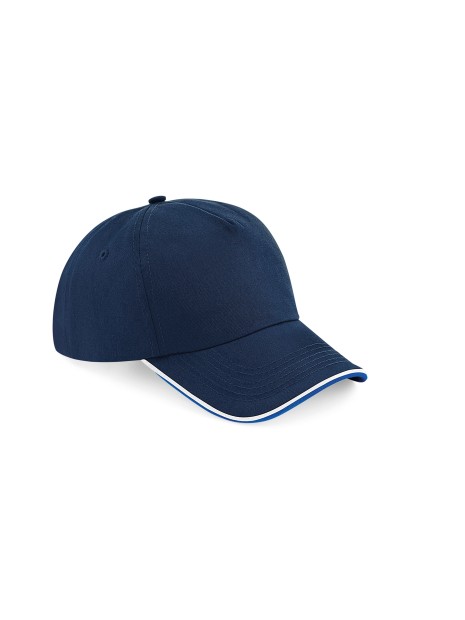 BEECHFIELD AUTHENTIC 5 PANEL CAP - PIPED PEAK french marine/royal brilliant/blanc personnalisable