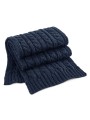 BEECHFIELD CABLE KNIT MELANGE SCARF bleu marine personnalisable