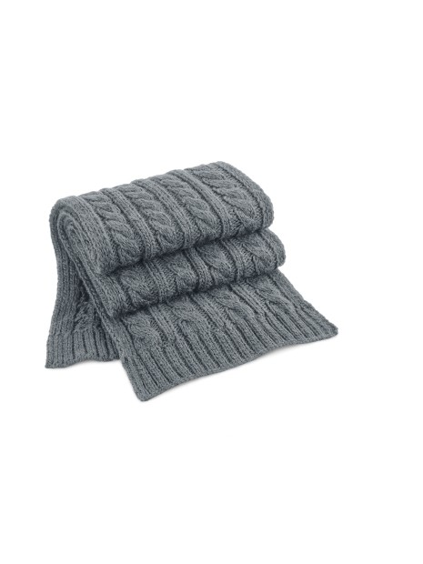 BEECHFIELD CABLE KNIT MELANGE SCARF gris clair personnalisable