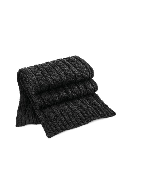 BEECHFIELD CABLE KNIT MELANGE SCARF noir personnalisable
