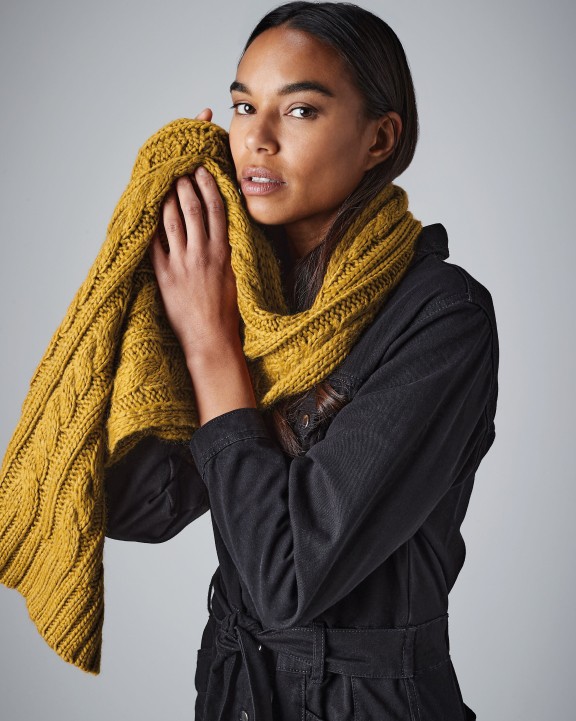 BEECHFIELD CABLE KNIT MELANGE SCARF Mütze, Schal & Handschuh personalisierbar