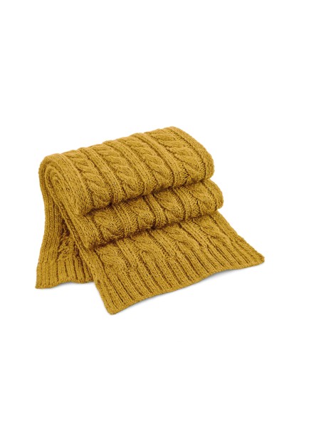 BEECHFIELD CABLE KNIT MELANGE SCARF MUSTARD personnalisable