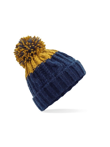 BEECHFIELD APRES BEANIE oxford navy/mustard personnalisable