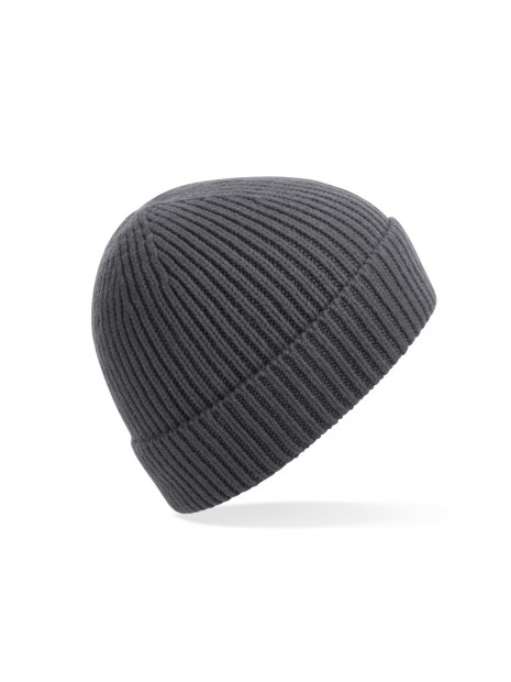 BEECHFIELD ENGINEERED KNIT RIBBED BEANIE gris graphite personnalisable