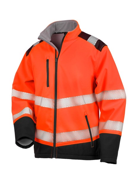 RESULT Printable Ripstop Safety Softshell Fluo orange/noir personnalisable
