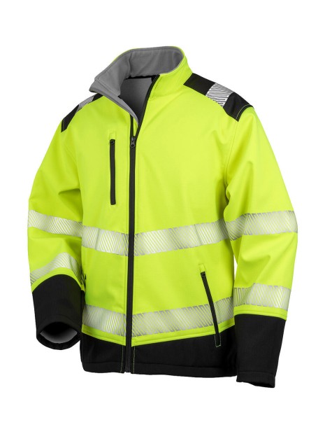RESULT Printable Ripstop Safety Softshell jaune fluo/noir personnalisable