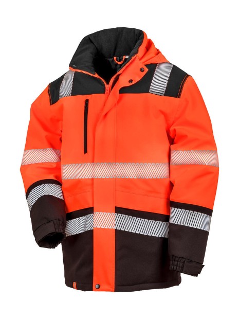 RESULT Printable Waterproof Softshell Safety Coat Fluo orange/noir personnalisable