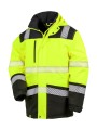 RESULT Printable Waterproof Softshell Safety Coat jaune fluo/noir personnalisable