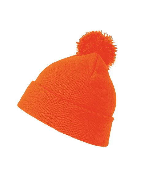 RESULT Bonnet pompon BEANIE flo orange personnalisable