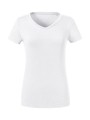 RUSSELL LADIES' PURE ORGANIC V-NECK blanc personnalisable