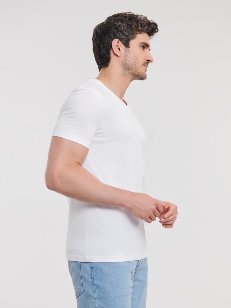 T-Shirts à personnaliser RUSSELL MEN'S PURE ORGANIC V-NECK blanc