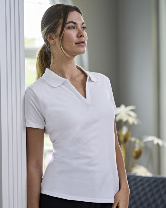Polo's TEE JAYS WOMENS LUXURY STRETCH V-NECK POLO voor bedrukking &amp; borduring