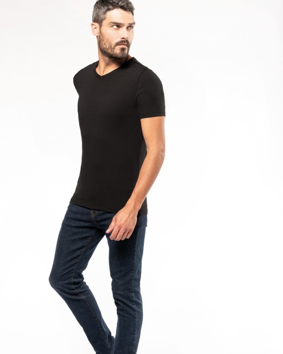KARIBAN Kurzarm-T-Shirt mit V-Ausschnitt T-Shirt personalisierbar