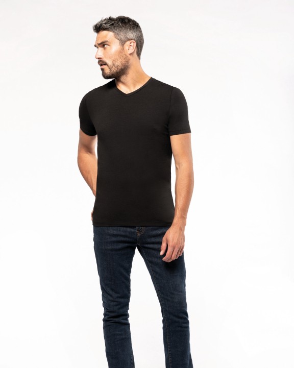 KARIBAN Kurzarm-T-Shirt mit V-Ausschnitt T-Shirt personalisierbar