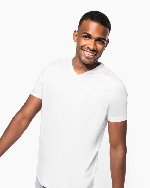 KARIBAN Kurzarm-T-Shirt mit V-Ausschnitt T-Shirt personalisierbar