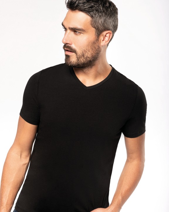 KARIBAN Kurzarm-T-Shirt mit V-Ausschnitt T-Shirt personalisierbar