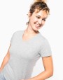 KARIBAN Kurzarm-Damen-T-Shirt mit V-Ausschnitt T-Shirt personalisierbar