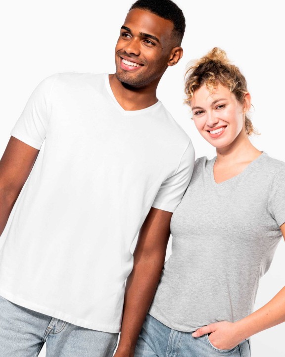 KARIBAN Kurzarm-Damen-T-Shirt mit V-Ausschnitt T-Shirt personalisierbar