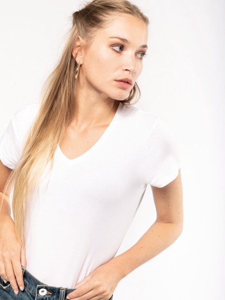 T-Shirts à personnaliser KARIBAN T-shirt col V manches courtes femme 