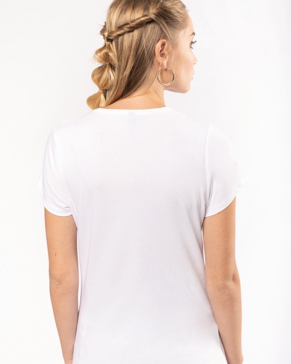 KARIBAN Kurzarm-Damen-T-Shirt mit V-Ausschnitt T-Shirt personalisierbar