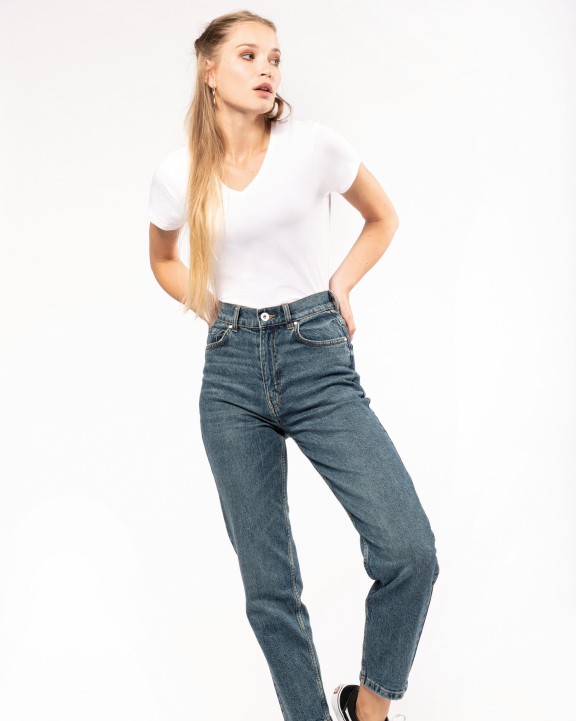 KARIBAN Kurzarm-Damen-T-Shirt mit V-Ausschnitt T-Shirt personalisierbar