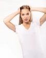 KARIBAN Kurzarm-Damen-T-Shirt mit V-Ausschnitt T-Shirt personalisierbar