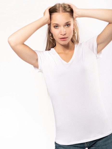 T-Shirts à personnaliser KARIBAN T-shirt col V manches courtes femme 