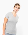 KARIBAN Kurzarm-Damen-T-Shirt mit V-Ausschnitt T-Shirt personalisierbar
