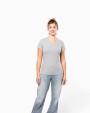 KARIBAN Kurzarm-Damen-T-Shirt mit V-Ausschnitt T-Shirt personalisierbar