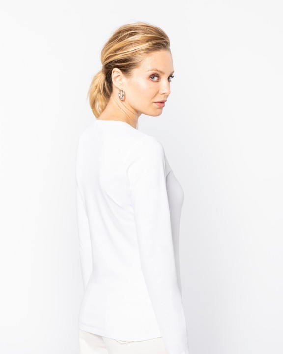 KARIBAN Damen Langarm-T-Shirt mit Rundhalsausschnitt T-Shirt personalisierbar