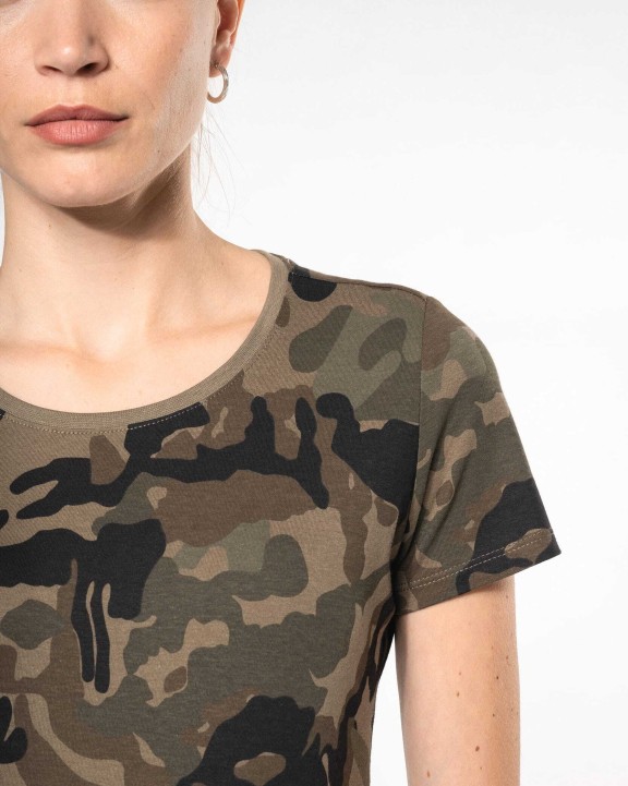KARIBAN Damen-T-Shirt Camo mit kurzen Ärmeln T-Shirt personalisierbar