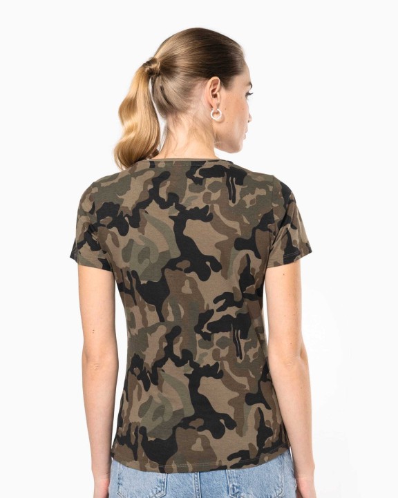 T-shirt KARIBAN Dames-t-shirt camo korte mouwen voor bedrukking &amp; borduring