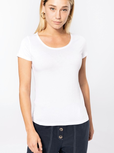 T-Shirts à personnaliser KARIBAN T-shirt Bio col à bords francs manches courtes femme 