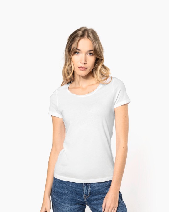 KARIBAN Bio-T-Shirt für Damen mit kurzen Ärmeln und ungesäumtem Halsausschnitt T-Shirt personalisierbar