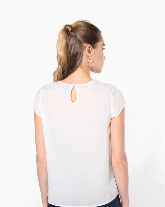 KARIBAN Kurzarm-Kreppbluse für Damen T-Shirt personalisierbar