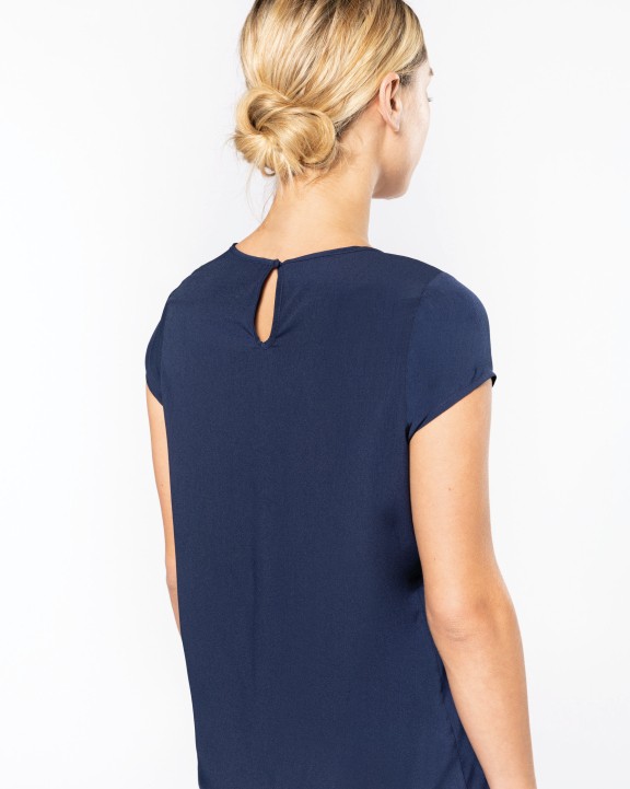 T-shirt KARIBAN Damesblouse in crêpe met korte mouwen voor bedrukking &amp; borduring