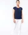 T-shirt KARIBAN Damesblouse in crêpe met korte mouwen voor bedrukking &amp; borduring
