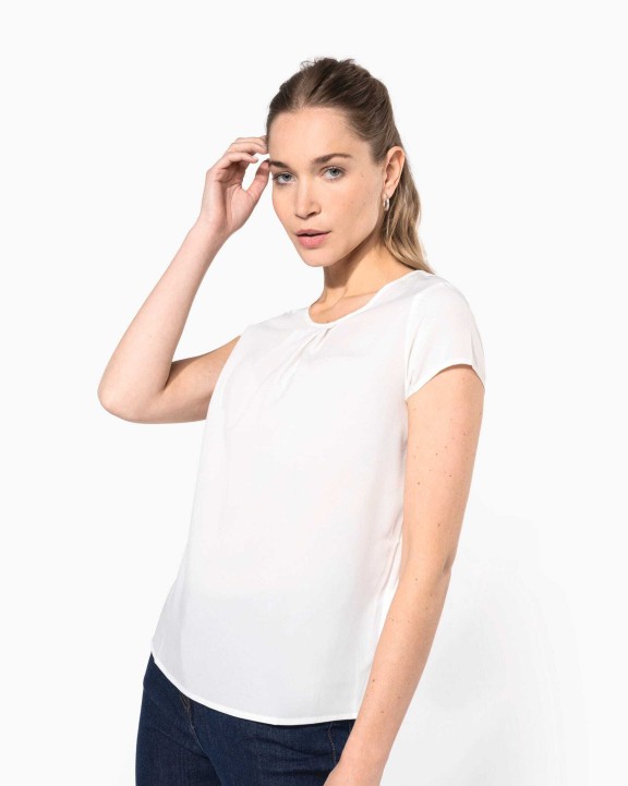 KARIBAN Kurzarm-Kreppbluse für Damen T-Shirt personalisierbar
