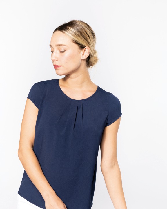 T-shirt KARIBAN Damesblouse in crêpe met korte mouwen voor bedrukking &amp; borduring