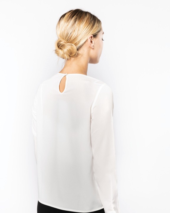 T-shirt personnalisable KARIBAN Blouse crêpe manches longues femme
